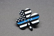 Pin - Blue Line 369 Shamrock w/ glitter